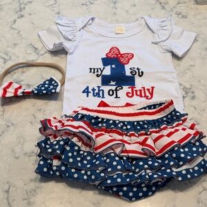 Patriotic Baby Outfit Set - Red, White, and Blue